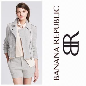 Banana Republic White Moto Jacket Asymmetrical Zip